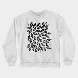 Abstract leaves and dots - black and white Crewneck Sweatshirt